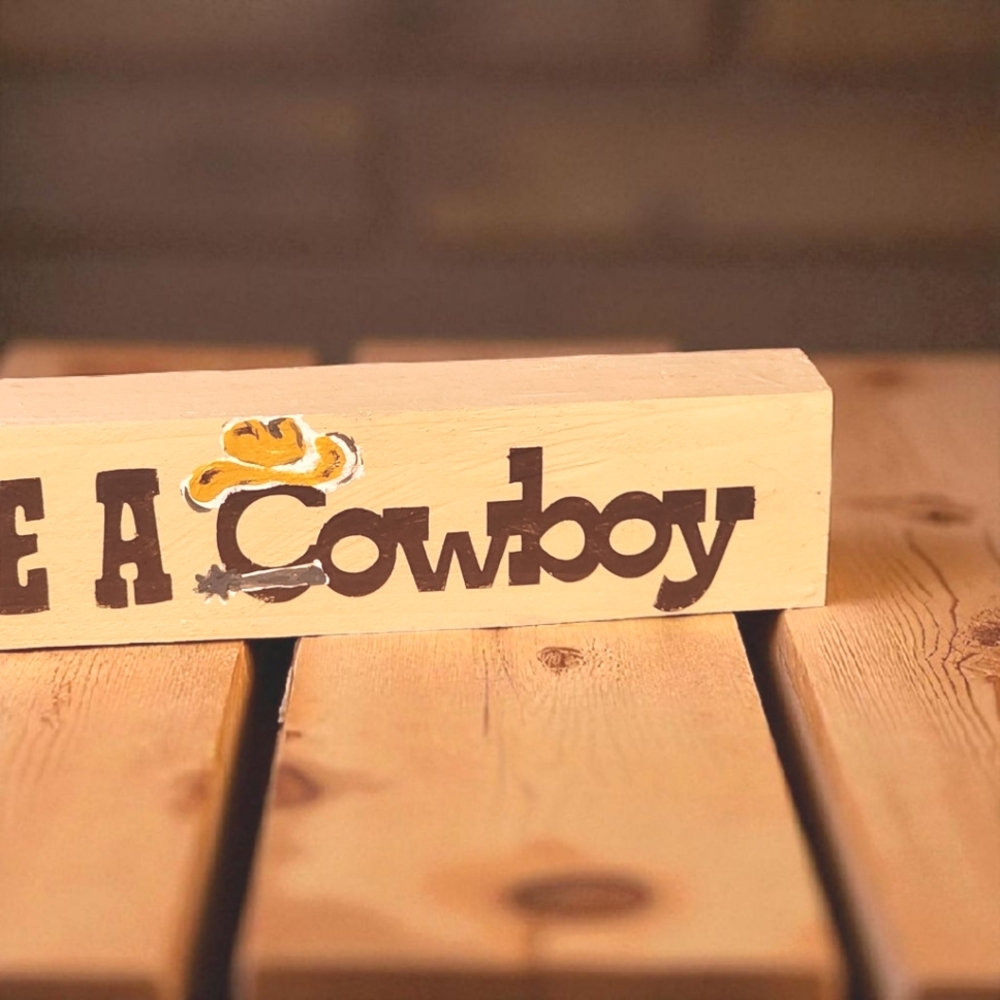 Handpainted  SAVE A HORSE, RIDE A COWBOY shelf Sitter Sign - Picture 2 of 3